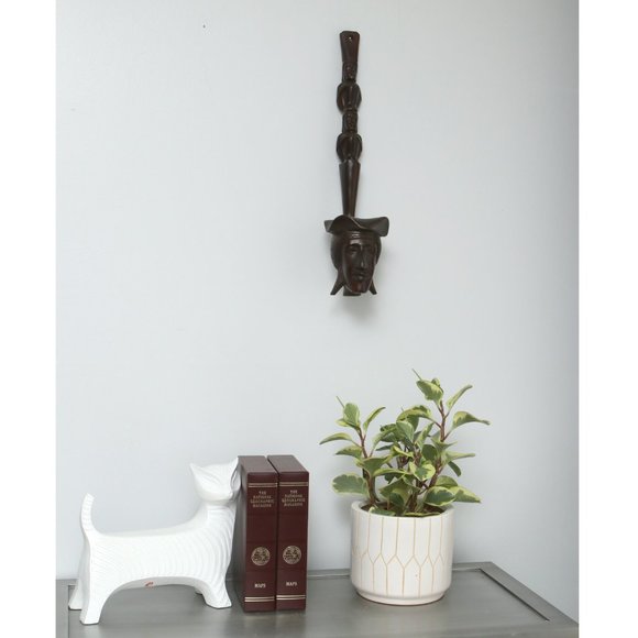 Vintage Indonesian Hand Carved Wood Tribal Figural Water Dipper Ladle Wall Decor - Picture 12 of 12